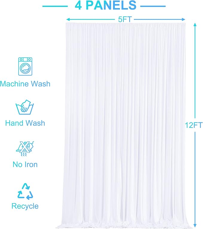 4 Panels White Backdrop Curtains - Image 6