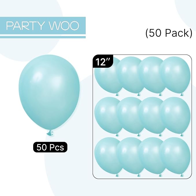 PartyWoo Pearl Teal Balloons 50pcs Pearl Aqua Blue Turquoise Dark Teal | 12 - Image 6