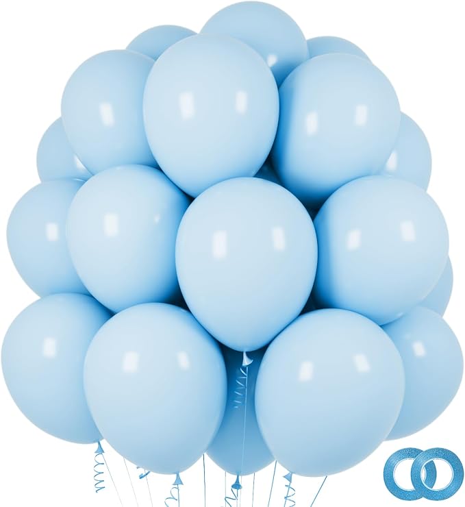 Pastel Blue Latex Balloons 100 Pack 12 inch Light Blue Party Balloons Round by ASIYUHY