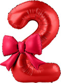 40 Inch Number 2 Balloon with Bow, Coquette Aesthetic Foil Balloon by Unknown