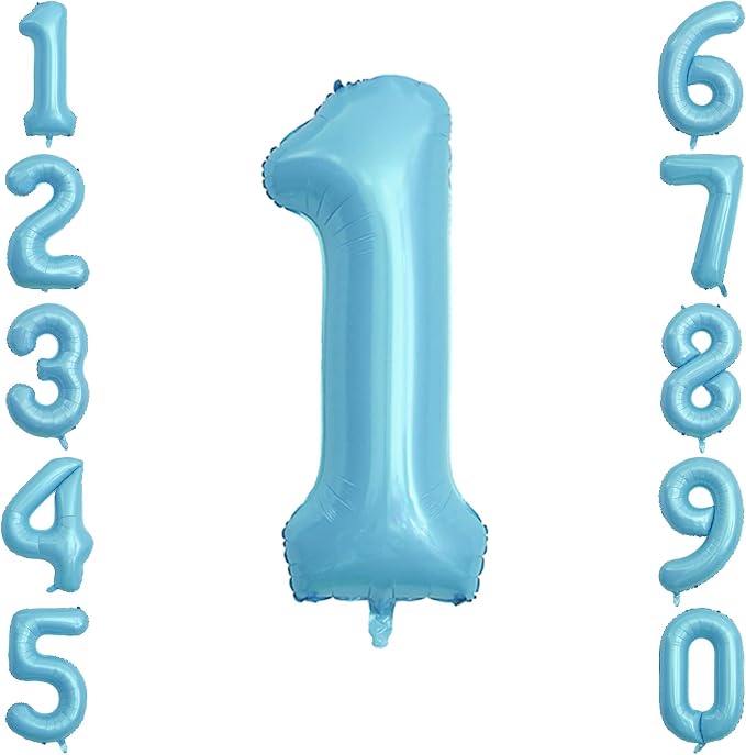 Pearlescent Blue Number 1 Balloon 40 Inch, Shiny Foil by Unknown