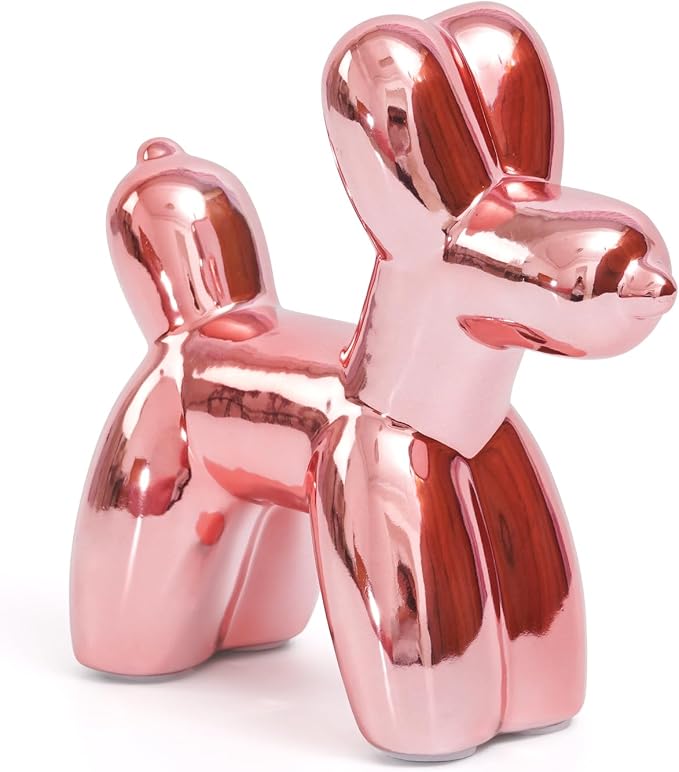 Notakia Cute Ceramics Balloon Dog Statue Crafts Living Room Desktop Decorations by Notakia