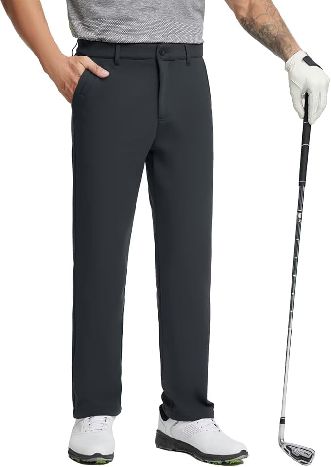 M MAELREG Golf Fleece Lined Pants Men Softshell Water-Resistant Workout Casual Outdoor Hiking Insulated Winter Pants for Men