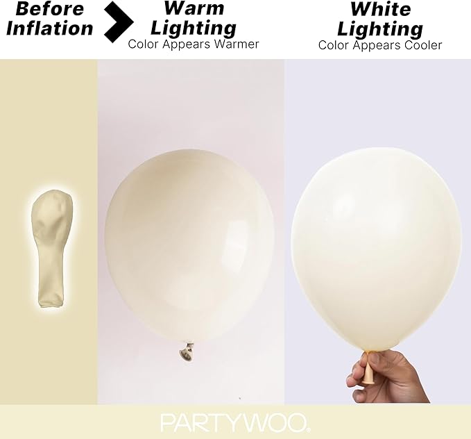 PartyWoo Beige Balloons 127pcs Different Sizes of 36 18 12 10 5 Inch Cream - Image 3