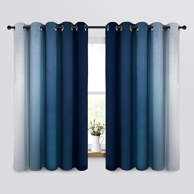 Yakamok Ombre Curtains Blue and Greyish White - Image 2