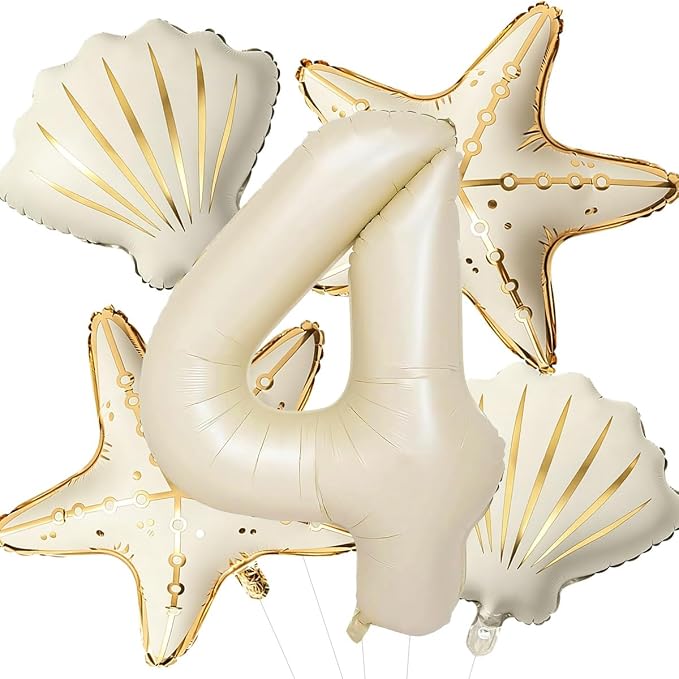 5 Pcs Starfish Seashell Balloons Set Under the Sea Party Decorations | 40 Inch by Unknown