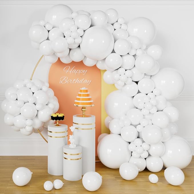 134Pcs White Balloons Different Sizes 5 10 12 18 Inch White Balloon Garland by KUULBELAballoons
