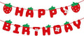 MEETINGU Strawberry Happy Birthday Banner, Glitter Strawberry Birthday Party by MEETINGU