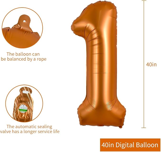 TONIFUL 40 Inch Orange Large Numbers Balloon 0-9 Birthday Party Decorations - Image 2