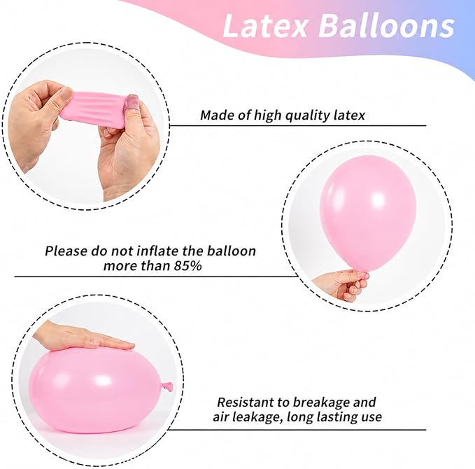 Pink and Blue Balloons, 12 Inch Double Stuffed Pink Blue Brown Boy or Girl - Image 3