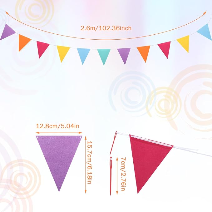 Outus 6 Pack 72 Flags/8.2 ft Rainbow Pennant Banner - Image 2