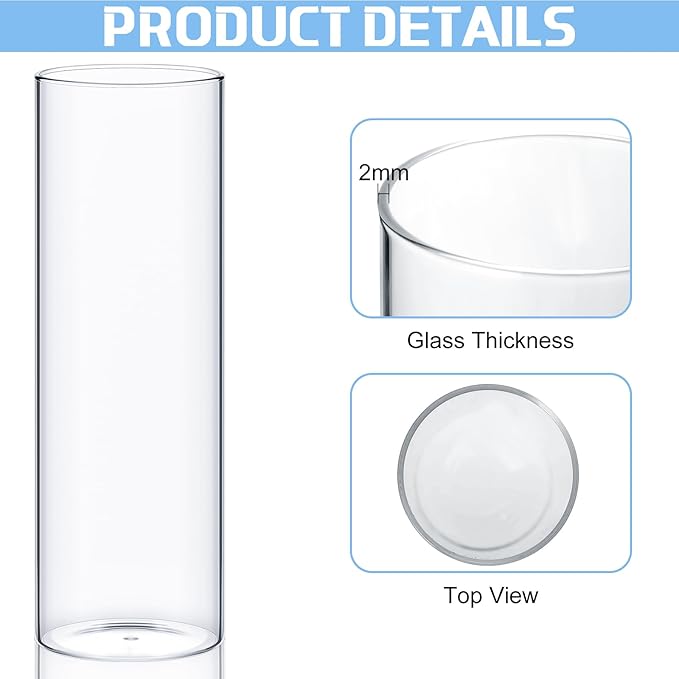 Thin Glass Cylinder Vases 2.5''/3.3'' Diameter 2mm Wall Thickness Clear Flowers Vase Hurricane Floating Candles Holders for Table Centerpieces Wedding Decor(2.5'' X 5'',6'',8'',36 Pcs)