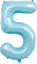 40 Inch Light Blue Number 5 Balloon | 5 Birthday Balloon by GLASNES