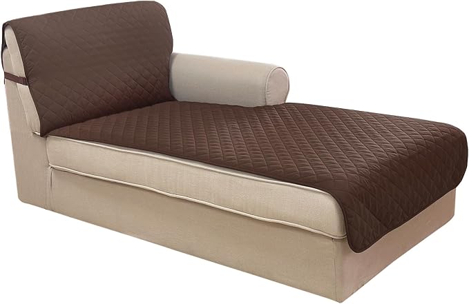 U-NICE HOME Sectional Couch Cover Chaise Lounge Cover, Coffee/Beige | Washable by U-NICEHOME