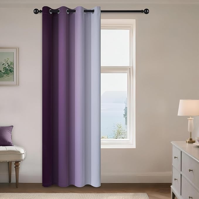 Yakamok Greyish White to Purple Ombre Curtain by Yakamok