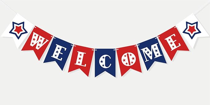 Patriotic Welcome Banner for 4th of July Decorations | Welcome Decorations for by Jinzynix