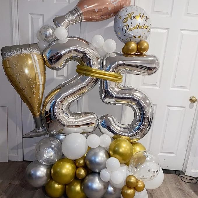 Silver Number 2 Balloon, 40 Inch Large Number Foil Mylar Balloons - Image 6