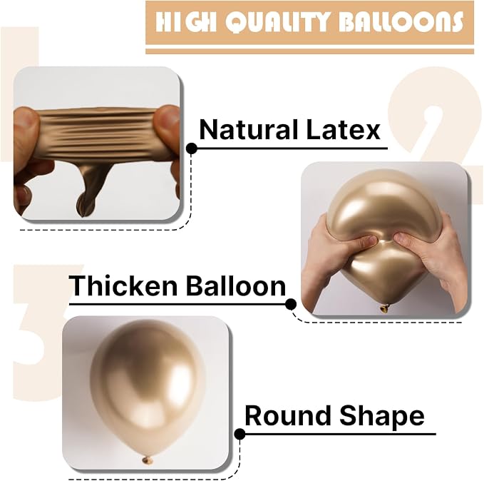 PartyWoo Metallic Gold Balloons 100pcs Chrome Gold Color 12 Inch | Balloons - Image 7