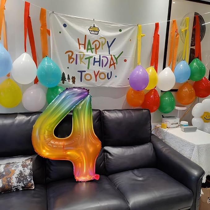 Rainbow Number 2 Balloon 40 Inch Rainbow 2 Balloon Giant Helium Foil Number 0 - Image 6
