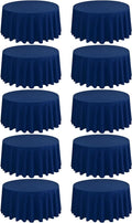 10 Pack Navy Blue 90 Inch Round Polyester Tablecloths - Wrinkle & Stain Resistant, Perfect for Weddings, Parties & Everyday Use