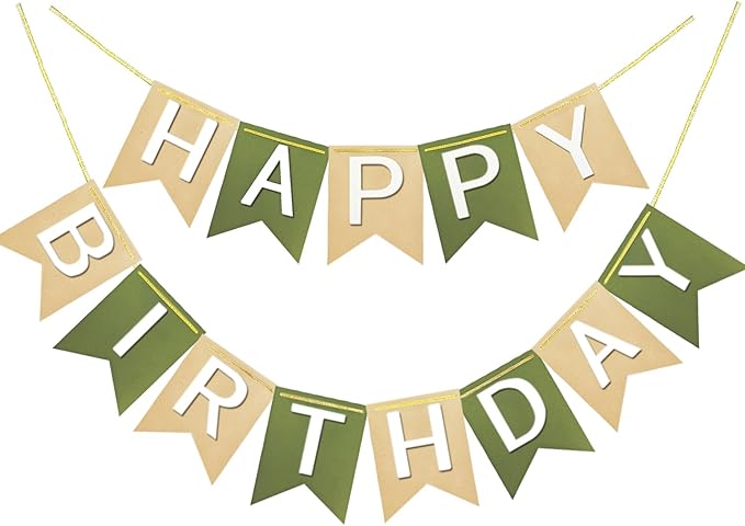 Letjolt Brown Green Happy Birthday Banner Tropical Theme 13pcs | Party Supplies by Letjolt