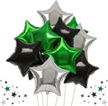 TONIFUL 15 Pack Black and Green Silver Star Foil Balloons | 18 Inch Mylar Star by TONIFUL