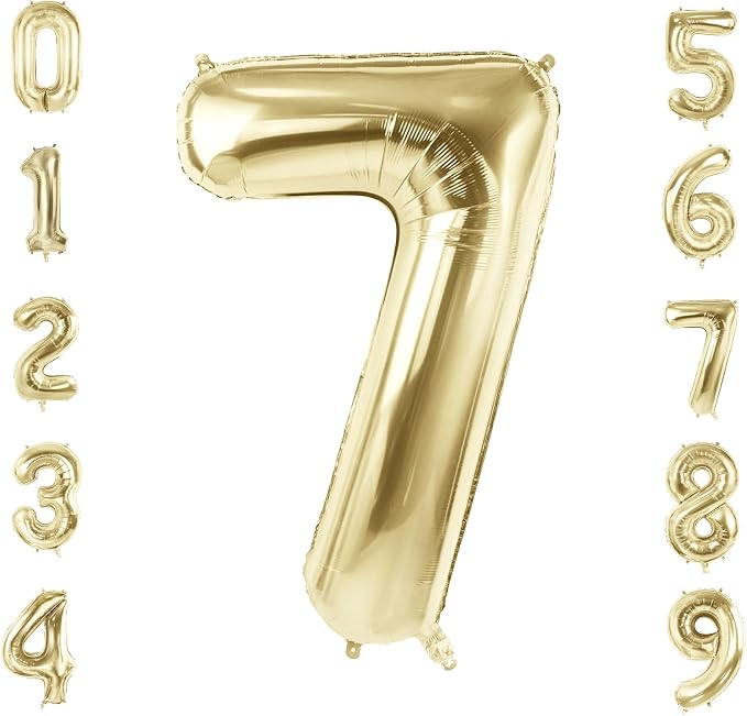Number 7 Balloons for 7th Birthday Party Decorations, 40 Inch 0-100 Anniversary by Joycard