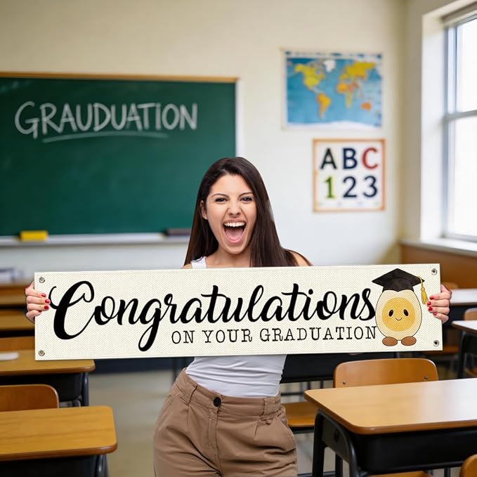 Graduation Wall Banner Decor, Congratulations on Your Graduation Hanging Banner - Image 5