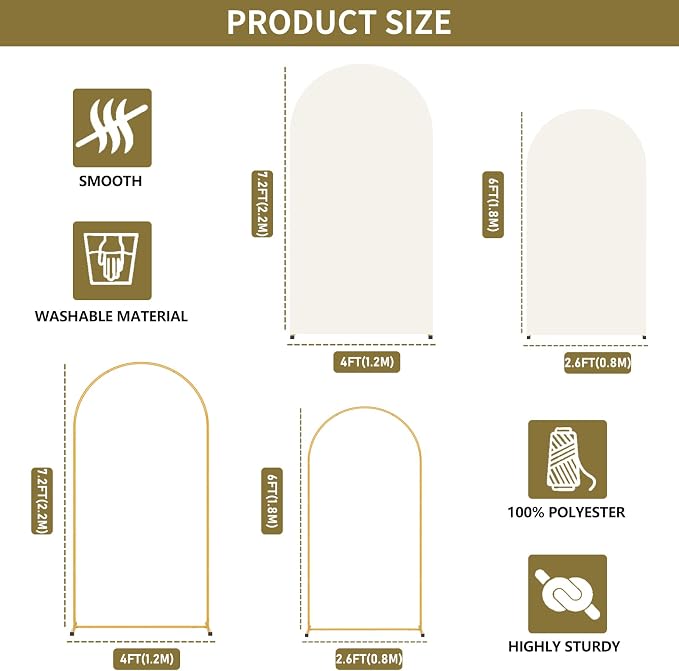 2 Pack Arch Backdrop Stand and Cover Set, Balloon Arch Stand | Metal Background - Image 4