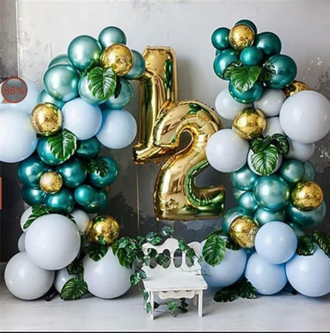10pcs 18 inch Metallic Green Balloons, Thick Latex Chrome Helium Balloons - Image 3
