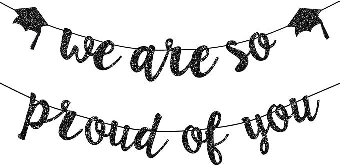 jijAcraft We Are So Proud of You Banner, Pre-strung Graduation Garland by jijAcraft