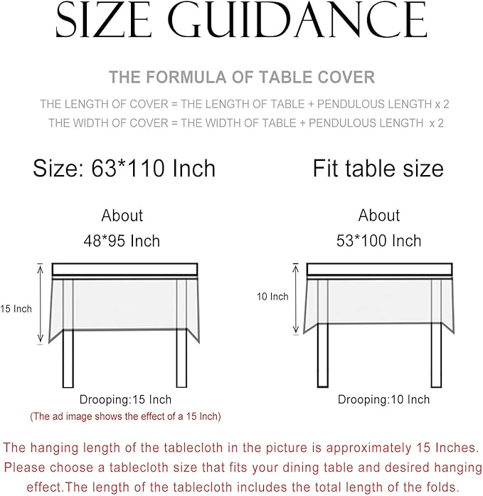 patdrea Designer Beige Extra Long Tablecloth for Rectangle Table,Vintage French Linen Trees Pattern Table Cloth,Decoration Cover for Kitchen Dining Christmas,Thanksgiving,63"x110"-Tatiana D