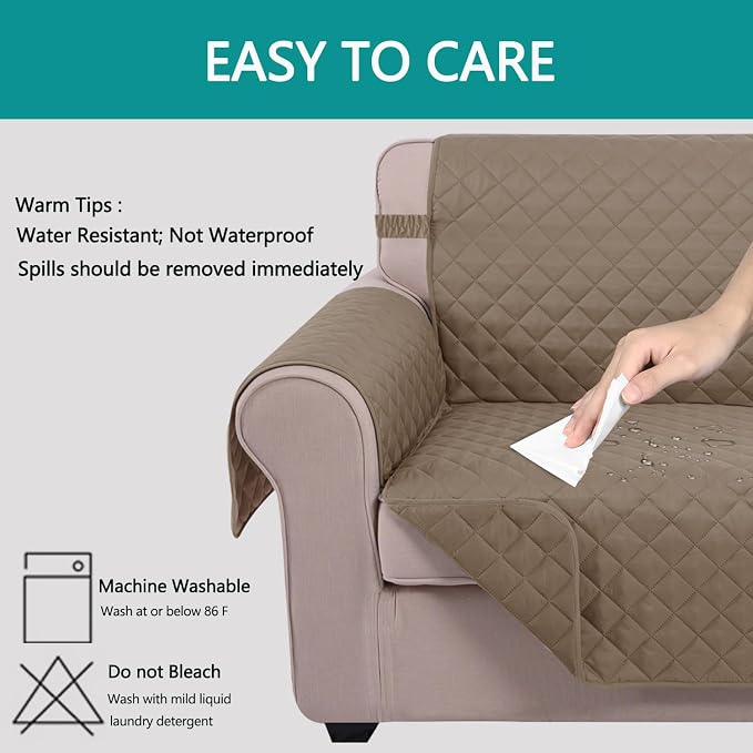 U-NICE HOME Reversible Recliner Chair Covers, Taupe | 28''Recliner Cover - Image 4