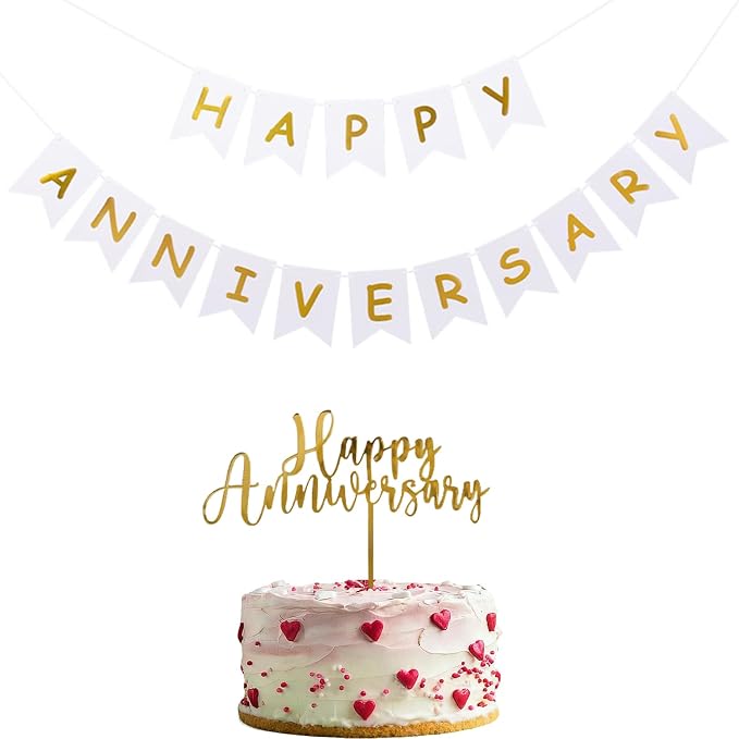 Happy Anniversary Banner Balloons Wedding Love Party and Background Indoor by Unknown