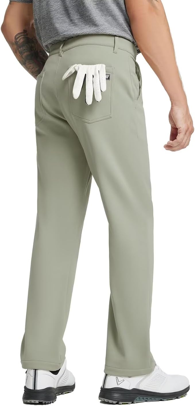 M MAELREG Golf Fleece Lined Pants Men Softshell Water-Resistant Workout Casual Outdoor Hiking Insulated Winter Pants for Men