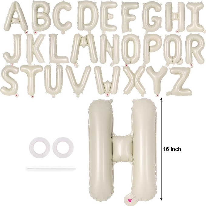 26 Pcs Cream Letter Balloons, 16 Inch Foil Alphabet Letter Balloons, Letter A-Z - Image 2