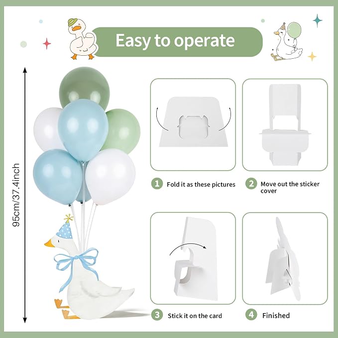 12 Sets One Silly Goose 1st Birthday Decoration Goose Balloon Stand Kit Baby - Image 4