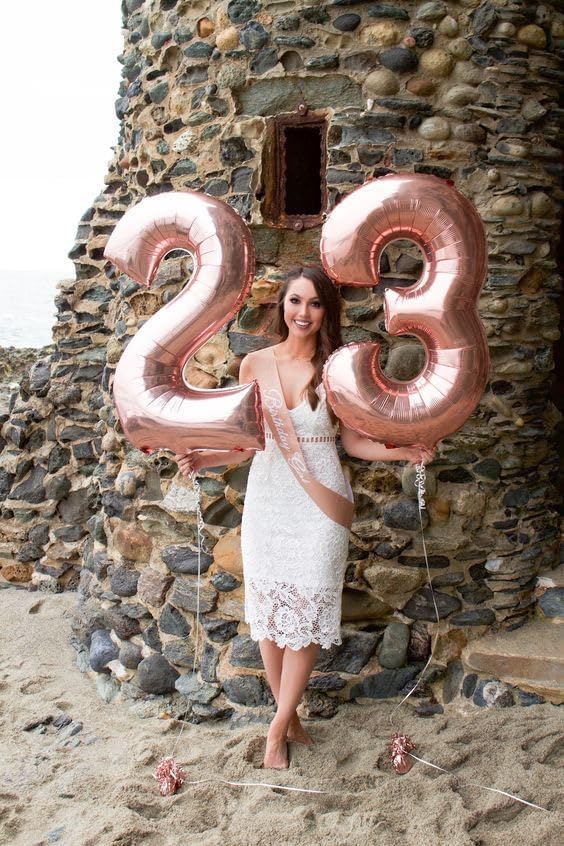 2 Balloon Numbers 40Inch Pearl Pink Party Decorations - Image 4
