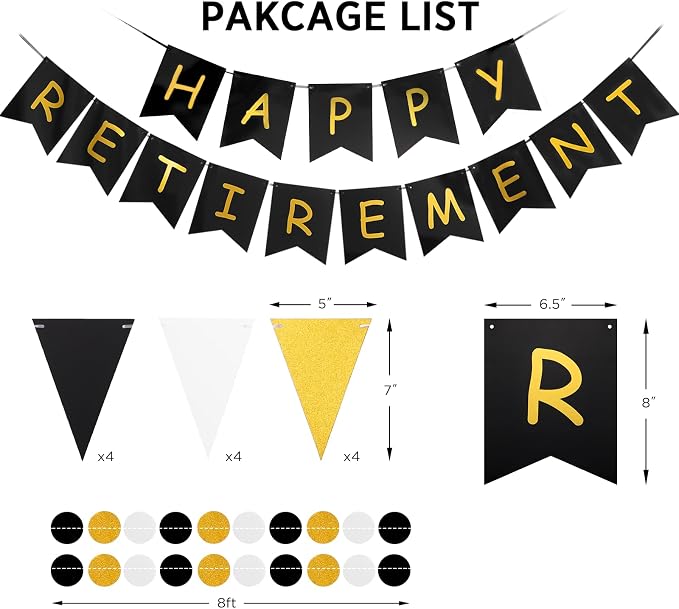 Happy Retirement Banner Assembled GAGAKU Black and Gold Retirement Party - Image 2
