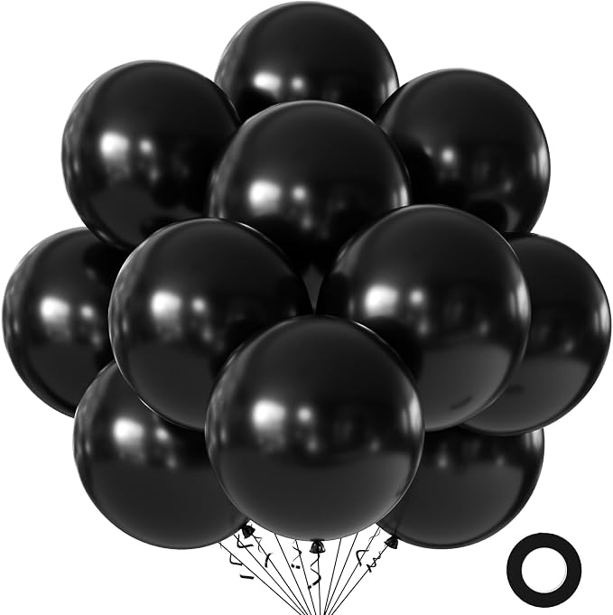 18 Inch Black Balloons, Baby Shower, Birthday Party and Event Decoration by KALOR