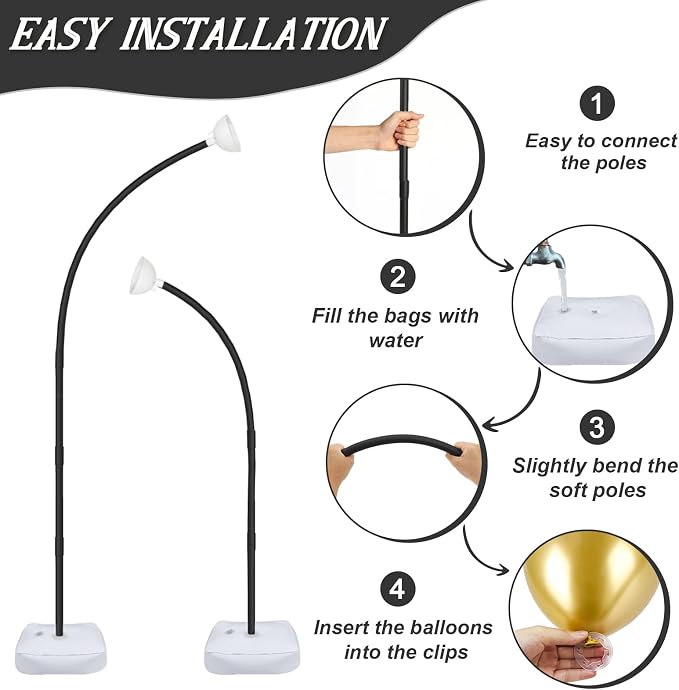 OurWarm 8.2FT & 6FT Balloon Arch Stand Kit, Free Bending Top Balloon Column Kit - Image 4