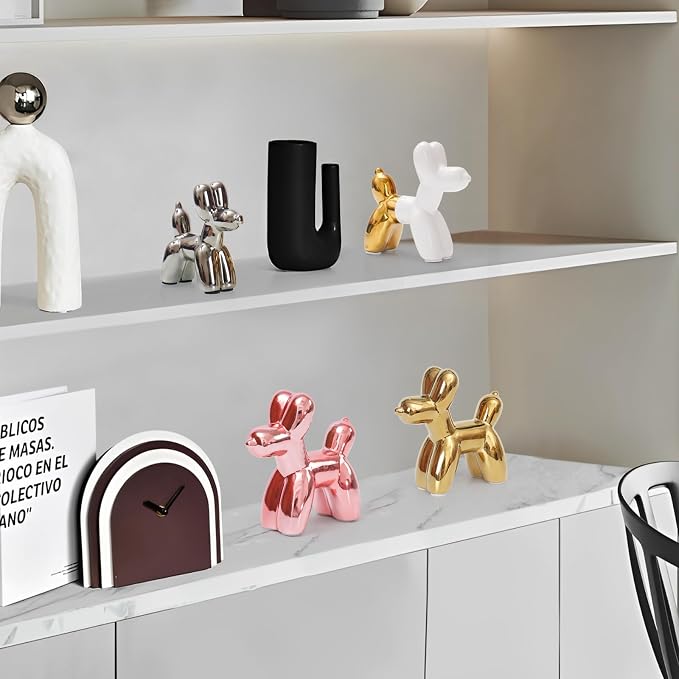 Notakia Cute Ceramics Balloon Dog Statue Crafts Living Room Desktop Decorations - Image 5