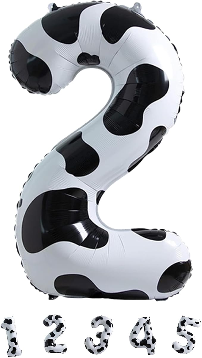Cow Print Birthday Number Balloons, 40 Inch Large Foil Number 2 Self Inflating - Image 9