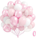60pcs Pink and White Balloons 12inch by BAUANOOY