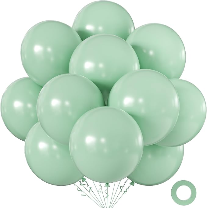 Sage Green Balloons 18 Inch 24 Pack Matte Helium Latex Round Balloons by KALOR