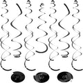 24 PCS Black Hanging Swirl, Sparkle Ceiling Hanging Decorations, Plastic by PatiCool