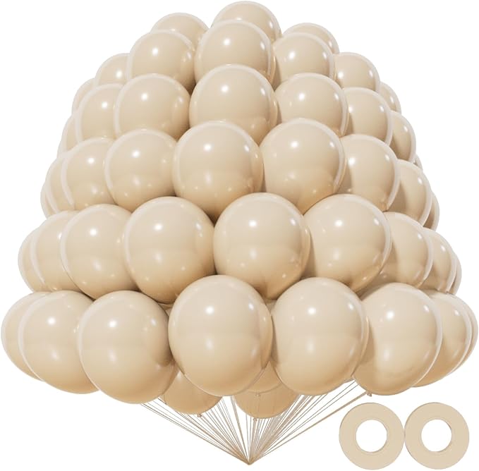 200pcs Sand White Balloons 5 Inch, Small Mini Latex Balloons by Kawkalsh