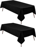 Hiasan 2 Pieces Black Tablecloth Rectangle - Waterproof and Wrinklr Resistant Washable Polyester Fabric Table Cloth for Dining Room and Outdoor Use, 70 x 140 Inch