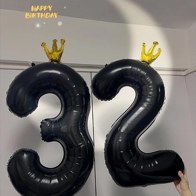 Black Number 2 Balloon with Crown, 40 inch Black Number Balloon 2nd Birthday - Image 4