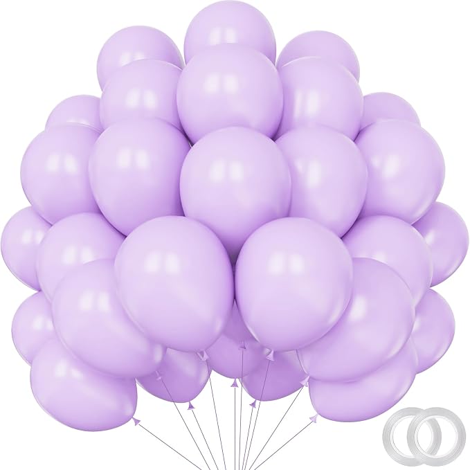 100 Pack 12 inch Light Purple Latex Balloons Pastel Decorations by PatiCool